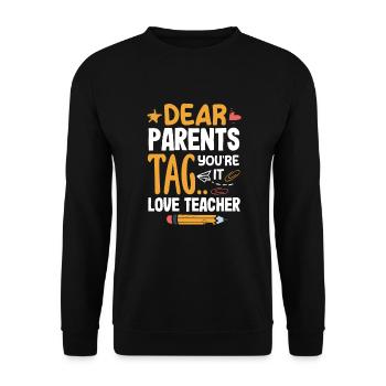 Funny Teacher Teacher Gift - Unisex Sweatshirt - black - Front - Alina (178cm) & Michal (187cm)