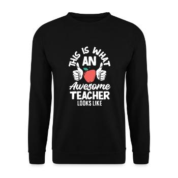 Lustiges Lehrer Lehrerinnen Geschenk - Unisex Pullover - Schwarz - Vorne - Alina (178cm) & Michal (187cm)