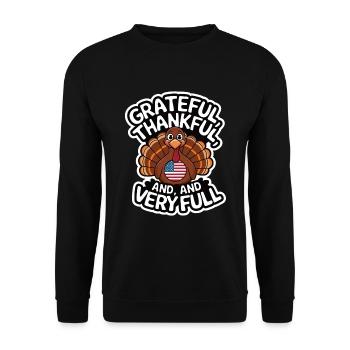 Lustiger Thanksgiving Truthahn - Unisex Pullover - Schwarz - Vorne - Alina (178cm) & Michal (187cm)