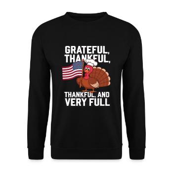 Lustiger Thanksgiving Truthahn - Unisex Pullover - Schwarz - Vorne - Alina (178cm) & Michal (187cm)