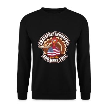 Lustiger Thanksgiving Truthahn - Unisex Pullover - Schwarz - Vorne - Alina (178cm) & Michal (187cm)