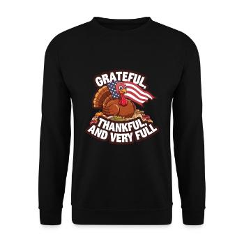 Lustiger Thanksgiving Truthahn - Unisex Pullover - Schwarz - Vorne - Alina (178cm) & Michal (187cm)