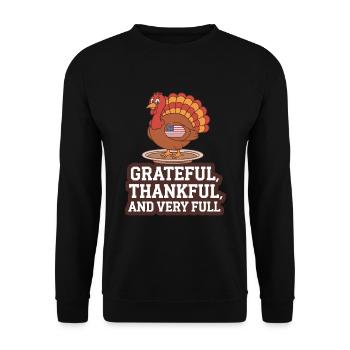 Lustiger Thanksgiving Truthahn - Unisex Pullover - Schwarz - Vorne - Alina (178cm) & Michal (187cm)
