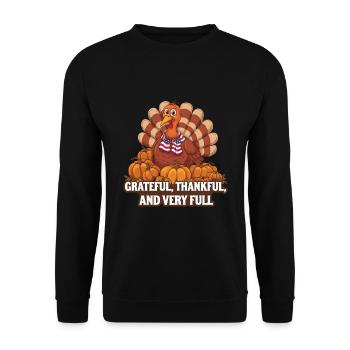 Dinde drôle de Thanksgiving - Sweat-shirt Unisexe - noir - Devant - Alina (178cm) & Michal (187cm)