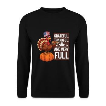 Lustiger Thanksgiving Truthahn - Unisex Pullover - Schwarz - Vorne - Alina (178cm) & Michal (187cm)