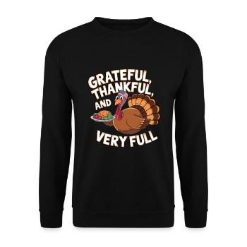 Lustiger Thanksgiving Truthahn - Unisex Pullover - Schwarz - Vorne - Alina (178cm) & Michal (187cm)