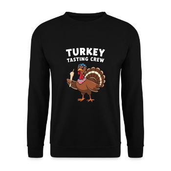 Lustiger Thanksgiving Truthahn - Unisex Pullover - Schwarz - Vorne - Alina (178cm) & Michal (187cm)