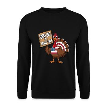 Dinde drôle de Thanksgiving - Sweat-shirt Unisexe - noir - Devant - Alina (178cm) & Michal (187cm)