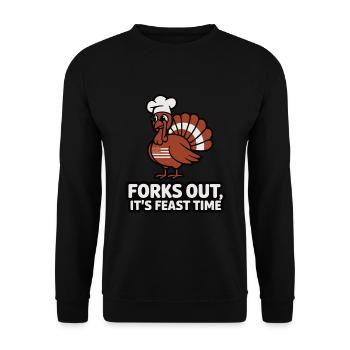 Lustiger Thanksgiving Truthahn - Unisex Pullover - Schwarz - Vorne - Alina (178cm) & Michal (187cm)