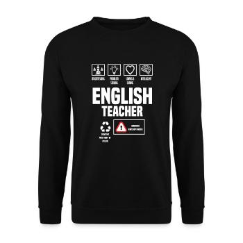 Lustiges Lehrer Lehrerinnen Geschenk - Unisex Pullover - Schwarz - Vorne - Alina (178cm) & Michal (187cm)