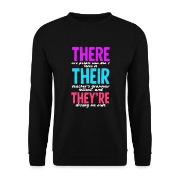 Lustiges Lehrer Lehrerinnen Geschenk - Unisex Pullover - Schwarz - Vorne - Alina (178cm) & Michal (187cm)