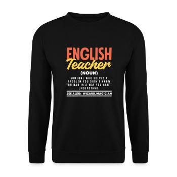 Lustiges Lehrer Lehrerinnen Geschenk - Unisex Pullover - Schwarz - Vorne - Alina (178cm) & Michal (187cm)
