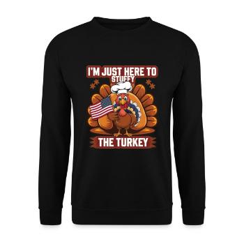 Lustiger Thanksgiving Truthahn - Unisex Pullover - Schwarz - Vorne - Alina (178cm) & Michal (187cm)