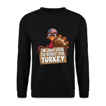 Lustiger Thanksgiving Truthahn - Unisex Pullover - Schwarz - Vorne - Alina (178cm) & Michal (187cm)