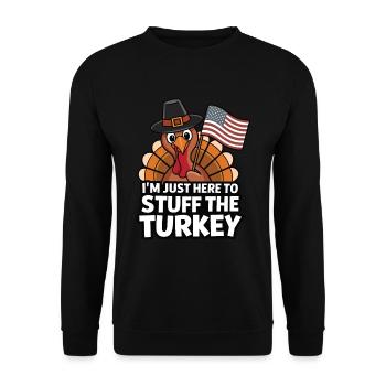 Lustiger Thanksgiving Truthahn - Unisex Pullover - Schwarz - Vorne - Alina (178cm) & Michal (187cm)
