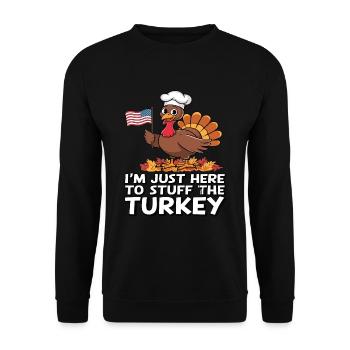 Lustiger Thanksgiving Truthahn - Unisex Pullover - Schwarz - Vorne - Alina (178cm) & Michal (187cm)