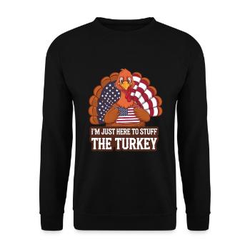 Lustiger Thanksgiving Truthahn - Unisex Pullover - Schwarz - Vorne - Alina (178cm) & Michal (187cm)