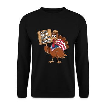 Lustiger Thanksgiving Truthahn - Unisex Pullover - Schwarz - Vorne - Alina (178cm) & Michal (187cm)
