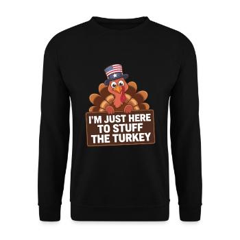 Lustiger Thanksgiving Truthahn - Unisex Pullover - Schwarz - Vorne - Alina (178cm) & Michal (187cm)