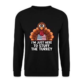 Lustiger Thanksgiving Truthahn - Unisex Pullover - Schwarz - Vorne - Alina (178cm) & Michal (187cm)