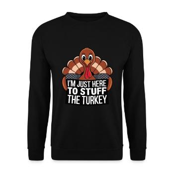 Lustiger Thanksgiving Truthahn - Unisex Pullover - Schwarz - Vorne - Alina (178cm) & Michal (187cm)