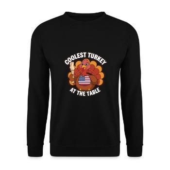 Lustiger Thanksgiving Truthahn - Unisex Pullover - Schwarz - Vorne - Alina (178cm) & Michal (187cm)