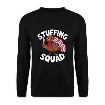 Lustiger Thanksgiving Truthahn - Unisex Pullover - Schwarz - Vorne - Alina (178cm) & Michal (187cm)