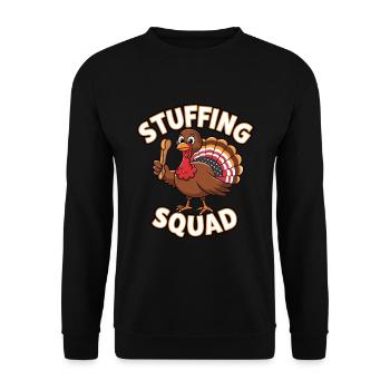 Lustiger Thanksgiving Truthahn - Unisex Pullover - Schwarz - Vorne - Alina (178cm) & Michal (187cm)