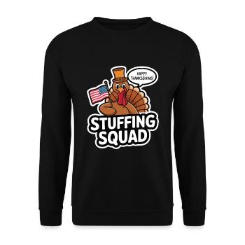 Lustiger Thanksgiving Truthahn - Unisex Pullover - Schwarz - Vorne - Alina (178cm) & Michal (187cm)