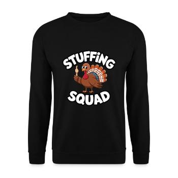 Lustiger Thanksgiving Truthahn - Unisex Pullover - Schwarz - Vorne - Alina (178cm) & Michal (187cm)