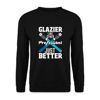 Glaser Geschenk - Unisex Pullover - Schwarz - Vorne - Alina (178cm) & Michal (187cm)