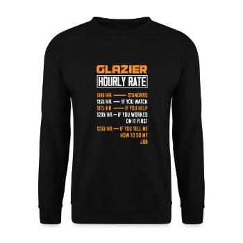 Glaser Geschenk - Unisex Pullover - Schwarz - Vorne - Alina (178cm) & Michal (187cm)