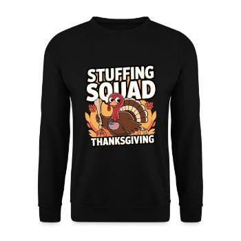 Lustiger Thanksgiving Truthahn - Unisex Pullover - Schwarz - Vorne - Alina (178cm) & Michal (187cm)