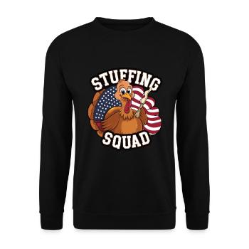 Lustiger Thanksgiving Truthahn - Unisex Pullover - Schwarz - Vorne - Alina (178cm) & Michal (187cm)