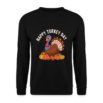 Lustiger Thanksgiving Truthahn - Unisex Pullover - Schwarz - Vorne - Alina (178cm) & Michal (187cm)