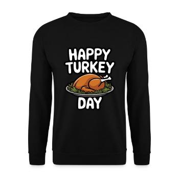 Lustiger Thanksgiving Truthahn - Unisex Pullover - Schwarz - Vorne - Alina (178cm) & Michal (187cm)