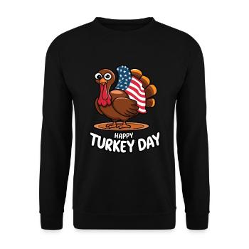 Lustiger Thanksgiving Truthahn - Unisex Pullover - Schwarz - Vorne - Alina (178cm) & Michal (187cm)