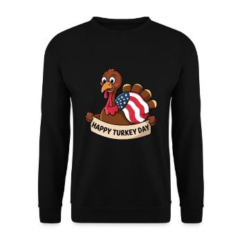 Lustiger Thanksgiving Truthahn - Unisex Pullover - Schwarz - Vorne - Alina (178cm) & Michal (187cm)