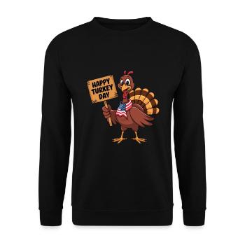 Funny Thanksgiving Turkey - Unisex Sweatshirt - black - Front - Alina (178cm) & Michal (187cm)