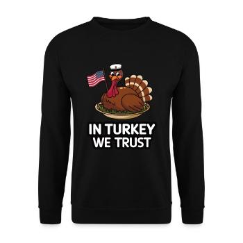 Lustiger Thanksgiving Truthahn - Unisex Pullover - Schwarz - Vorne - Alina (178cm) & Michal (187cm)