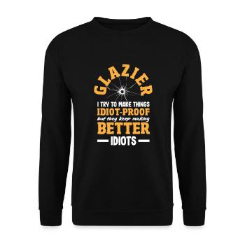 Glaser Geschenk - Unisex Pullover - Schwarz - Vorne - Alina (178cm) & Michal (187cm)
