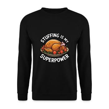 Lustiger Thanksgiving Truthahn - Unisex Pullover - Schwarz - Vorne - Alina (178cm) & Michal (187cm)