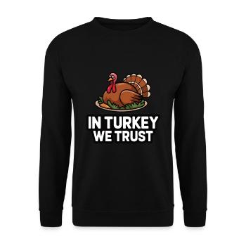 Lustiger Thanksgiving Truthahn - Unisex Pullover - Schwarz - Vorne - Alina (178cm) & Michal (187cm)