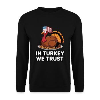 Lustiger Thanksgiving Truthahn - Unisex Pullover - Schwarz - Vorne - Alina (178cm) & Michal (187cm)