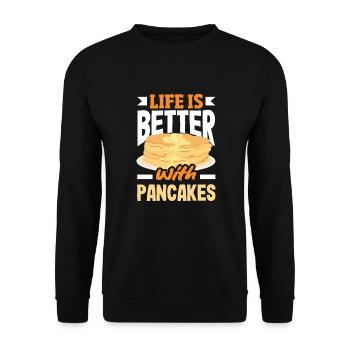 Funny Pancake Lover Gift - Unisex Sweatshirt - black - Front - Alina (178cm) & Michal (187cm)