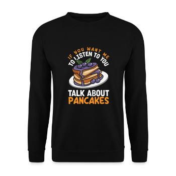 Lustiges Pfannkuchenliebhaber Geschenk - Unisex Pullover - Schwarz - Vorne - Alina (178cm) & Michal (187cm)