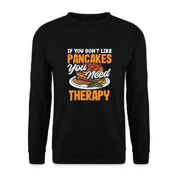 Lustiges Pfannkuchenliebhaber Geschenk - Unisex Pullover - Schwarz - Vorne - Alina (178cm) & Michal (187cm)