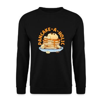 Lustiges Pfannkuchenliebhaber Geschenk - Unisex Pullover - Schwarz - Vorne - Alina (178cm) & Michal (187cm)