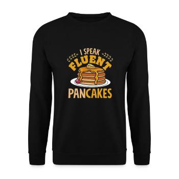 Lustiges Pfannkuchenliebhaber Geschenk - Unisex Pullover - Schwarz - Vorne - Alina (178cm) & Michal (187cm)