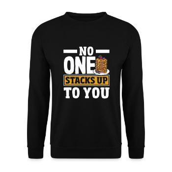 Lustiges Pfannkuchenliebhaber Geschenk - Unisex Pullover - Schwarz - Vorne - Alina (178cm) & Michal (187cm)